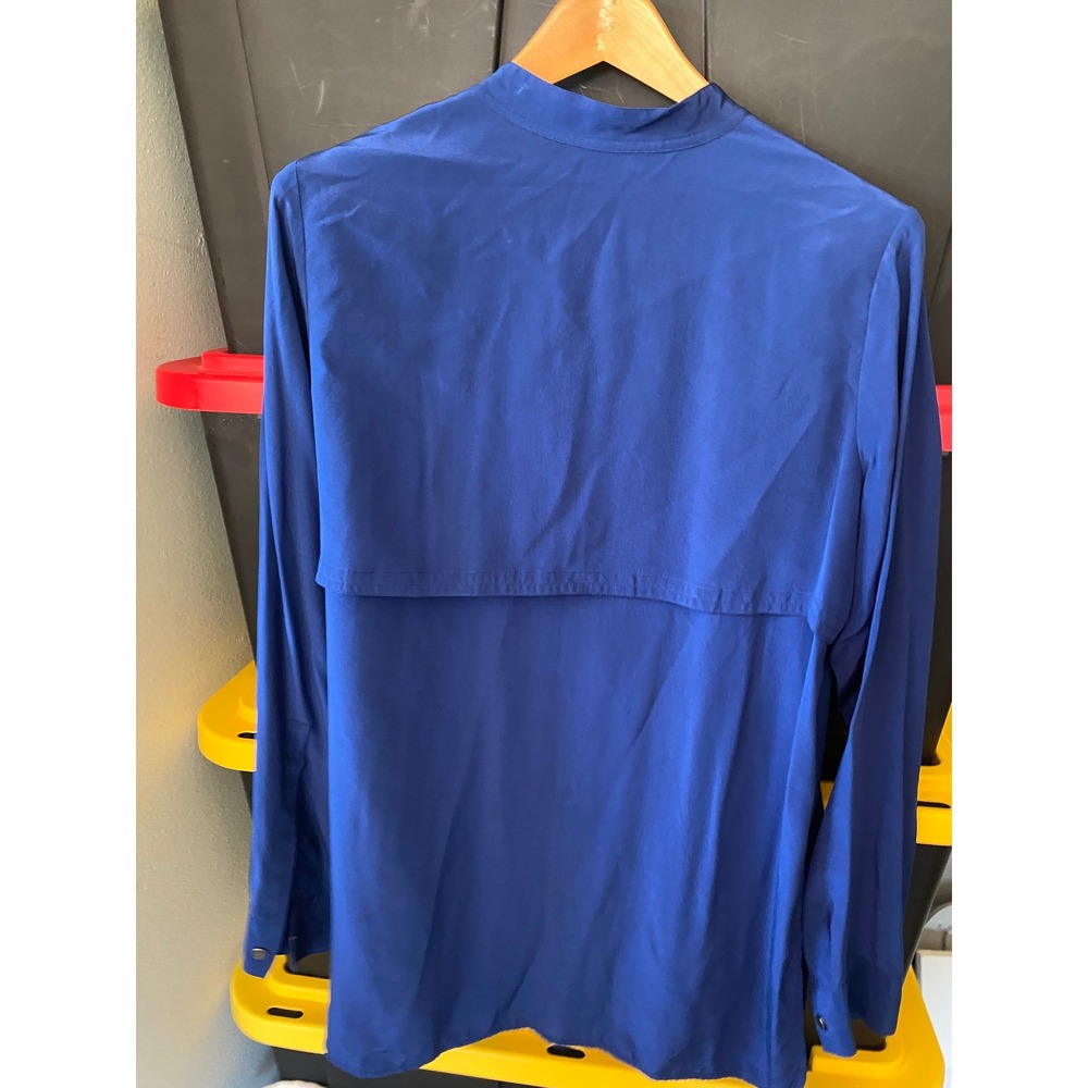Vince Silk Blouse Storm Flap Large Blue Minimalist Quiet Luxury Office Designer - Picture 6 of 6